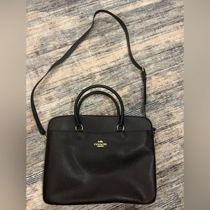 NWT Coach Black Pebbled Leather Laptop Bag